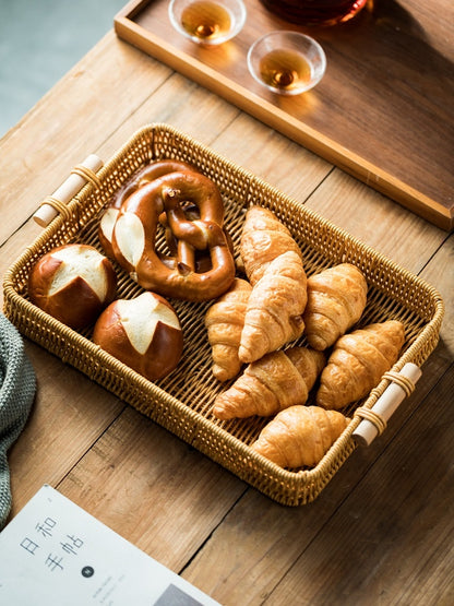 Rattan Baking Toasted Bread Rectangular Tray