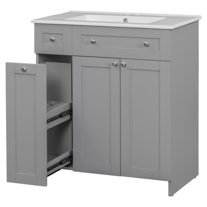 Elegant Grey Bathroom Vanity With Ceramic Sink Combo