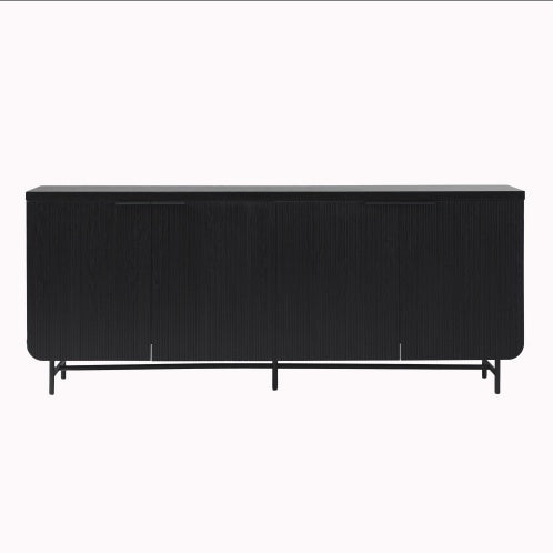 Modern Scandi Fluted-Door Sideboard Black