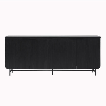 Modern Scandi Fluted-Door Sideboard Black