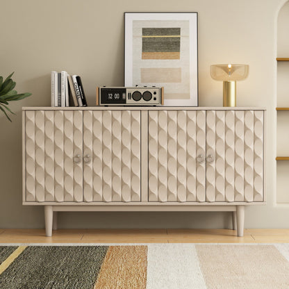 Modern 4-Door Sideboard With Convex Doors And Silver Handles