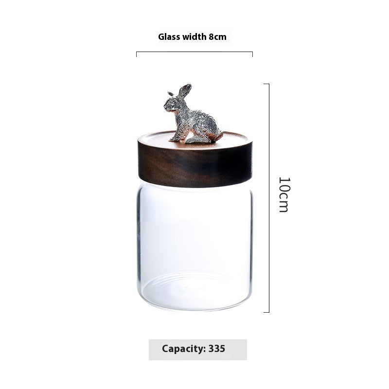 Silver Animal Glass Storage Jar