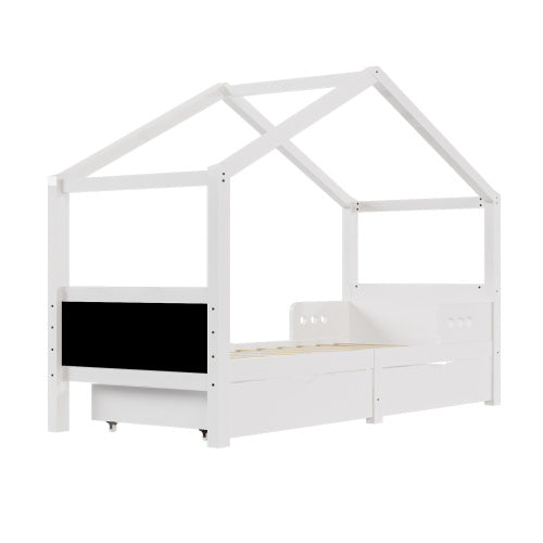 Solid Wood Children's Bed With Double Drawers