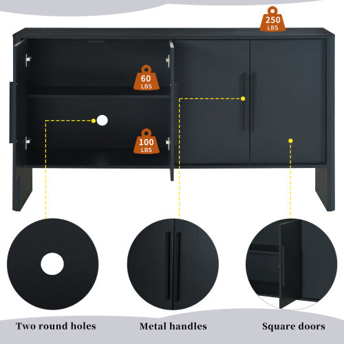 Retro 4-Door Large Storage Side Cabinet