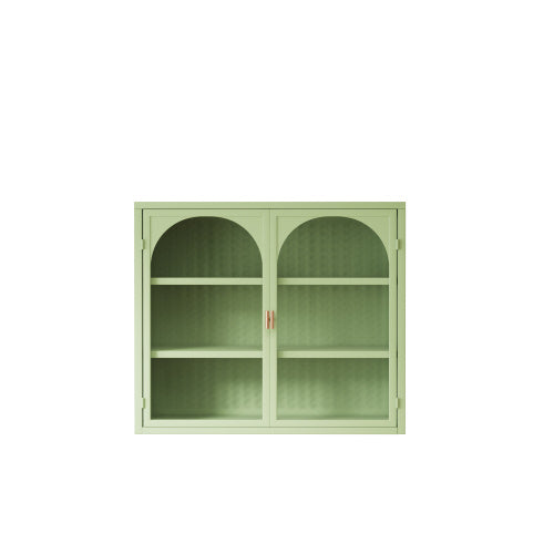 Glass Door Modern Two-door Wall Cabinet Green