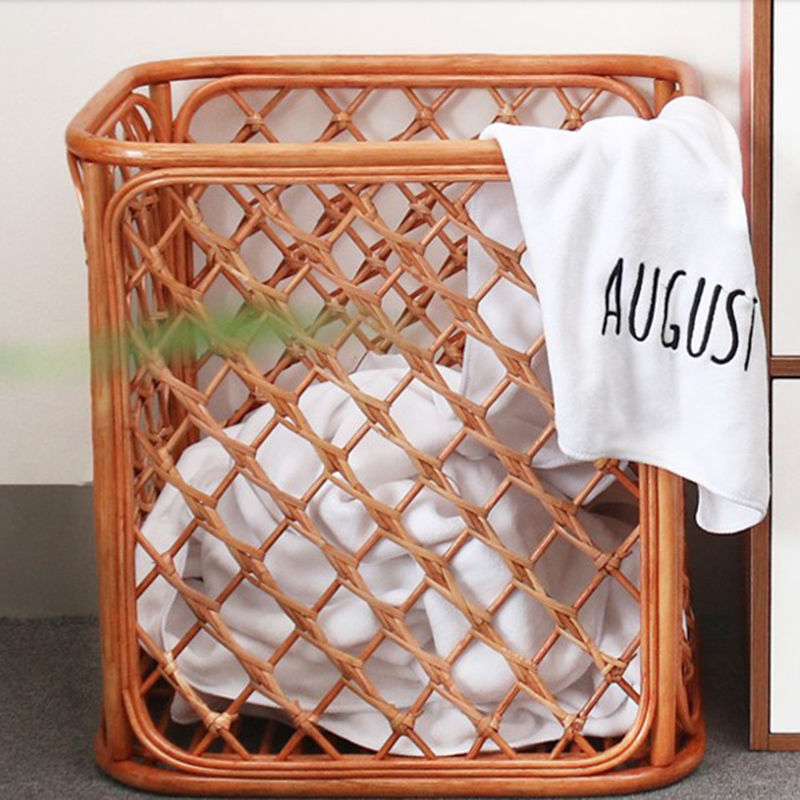 Handmade Rattan Square Laundry Basket for Hotels