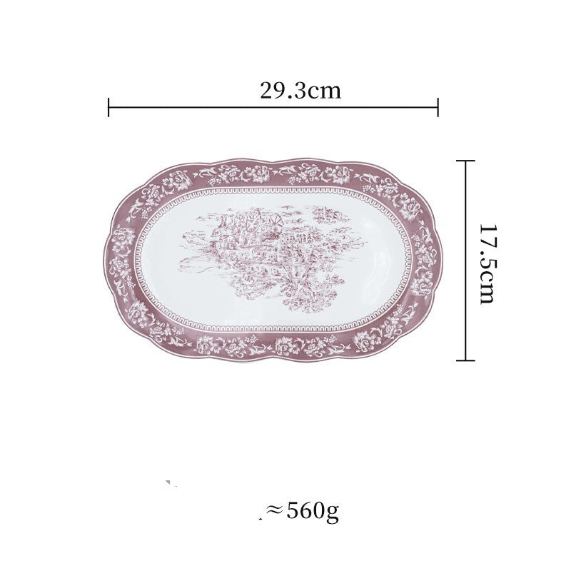 Embossed Cutlery Set Household Ceramic Purple Dish Combination