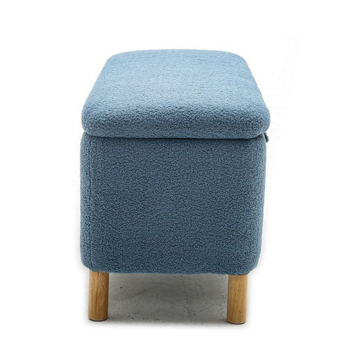 Basics Upholstered Storage Ottoman And Entryway Bench Blue