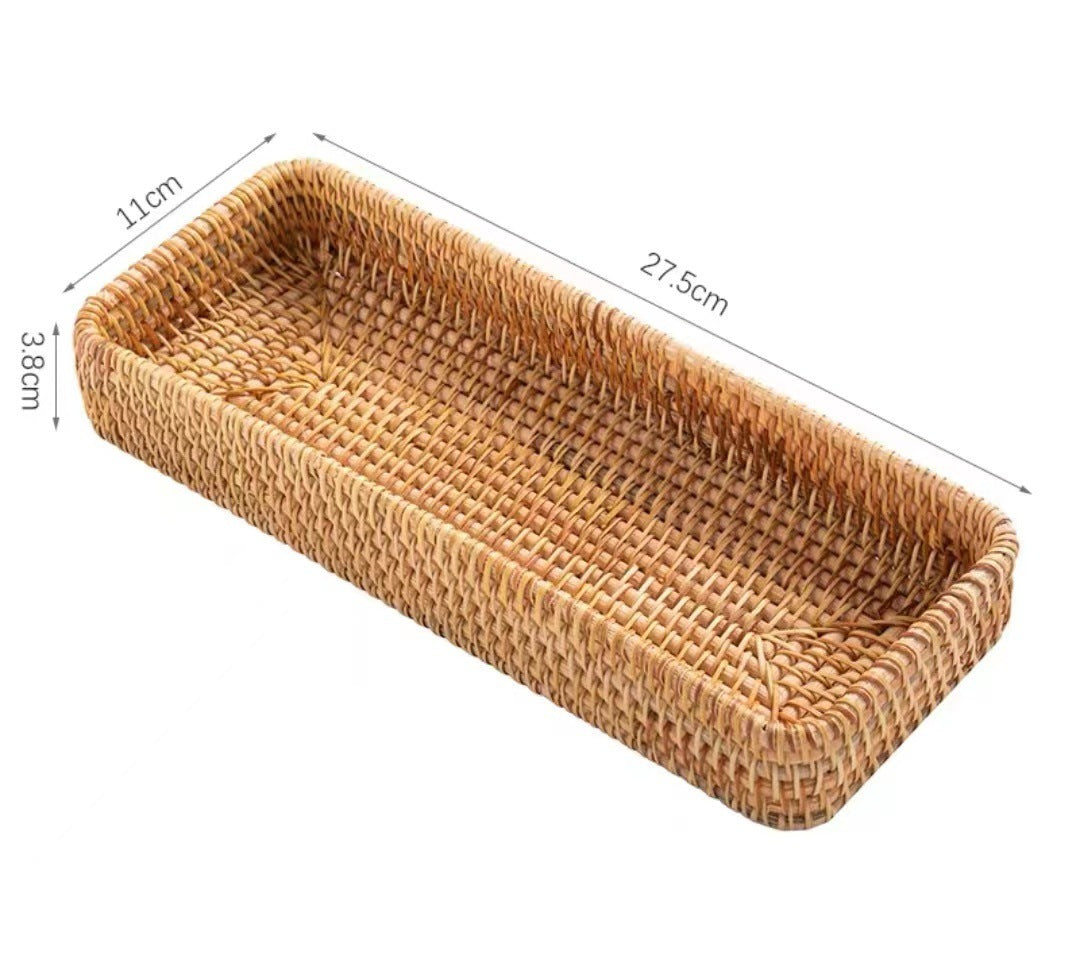 Rattan Tray Desktop Storage Woven Basket