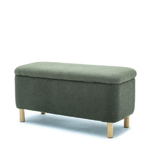 Basics Upholstered Storage Ottoman And Entryway Bench Green