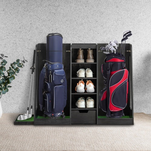 Wooden Golf Bag Organizer with Storage Drawers