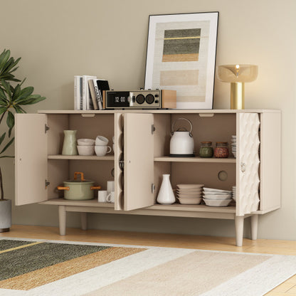 Modern 4-Door Sideboard With Convex Doors And Silver Handles