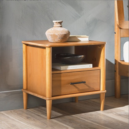 Transitional Solid Wood Spindle Nightstand Caramel