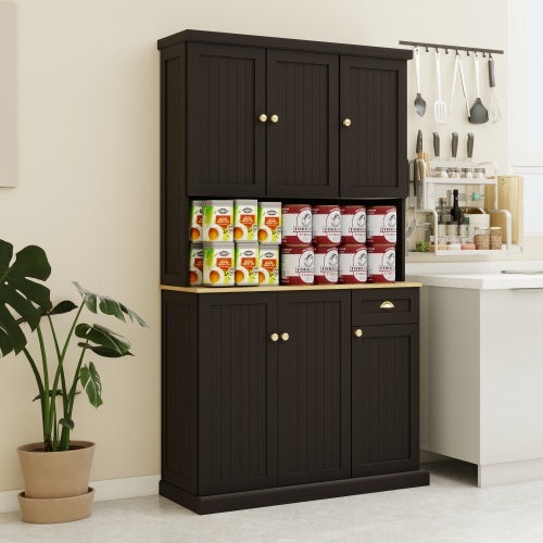 Kitchen Pantry Storage Cupboard With Microwave Countertop