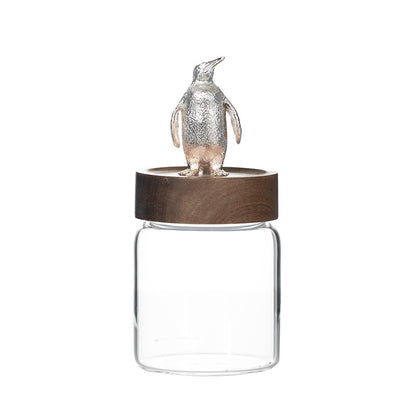 Silver Animal Glass Storage Jar