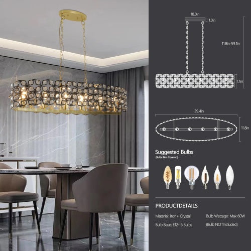 Modern Champagne Gold Oval Crystal Chandelier Temu