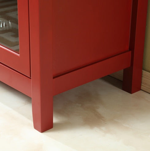 Storage Buffet Cabinet Sideboard TV Console With Glass Doors,Red