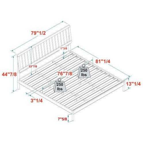 Mid-Century Modern Solid Wood King Spindle Bed Black