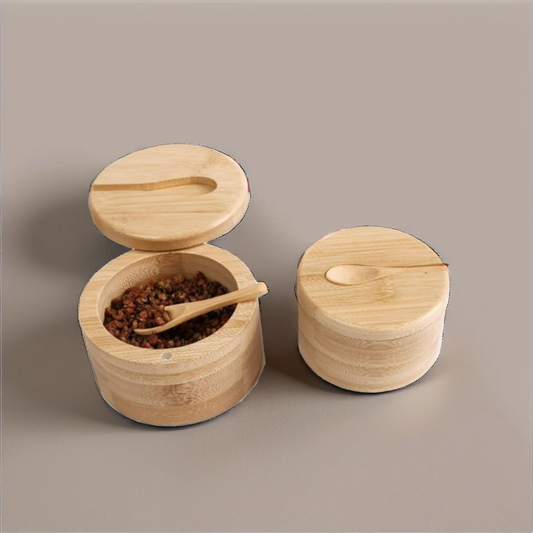 Bamboo Seasoning Jar With Spoon For Kitchen