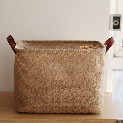 Storage Basket Jute Fabric Foldable Storage Box