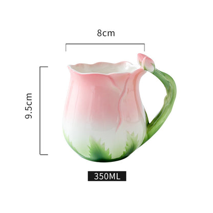 Rose Ceramic Coffee Mark Water Cup Dish Plate Pot Set