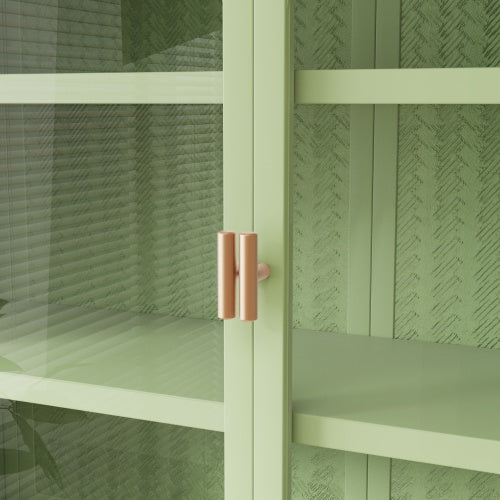 Glass Door Modern Two-door Wall Cabinet Green