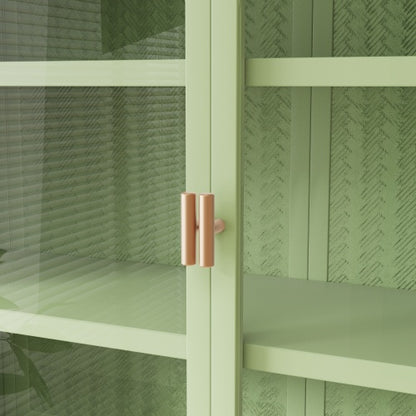 Glass Door Modern Two-door Wall Cabinet Green