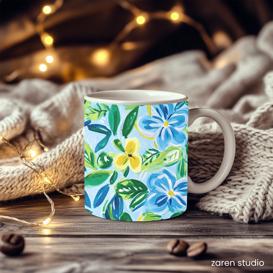 Floral Mug 11oz – Blue Breeze | Bloom & Lush Collection