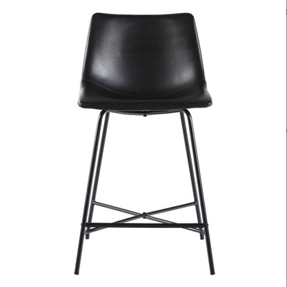 Modern Upholstered Counter Stool With Metal X Base, Set Of 2, Black