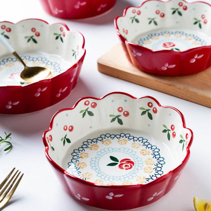 Cute Cherry Ceramic Bowl for Breakfast and Salad