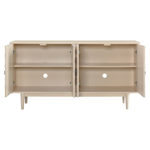 Modern 4-Door Sideboard With Convex Doors And Silver Handles