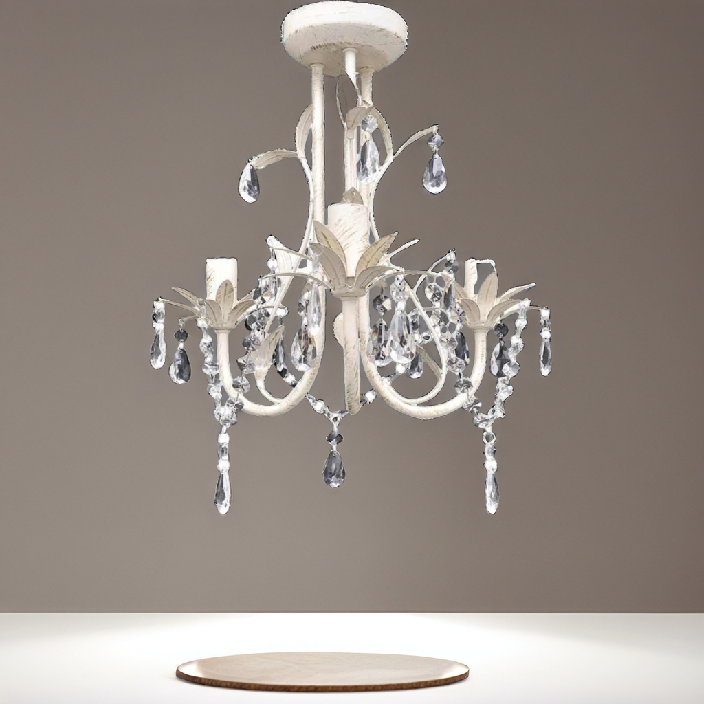 Elegant Antique White Crystal Chandelier for Home Decor