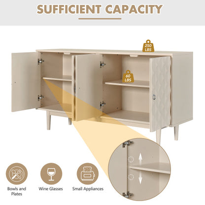 Modern 4-Door Sideboard With Convex Doors And Silver Handles