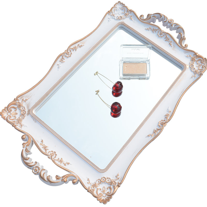 White Mirror Tray Jewelry Luxury Storage Tray