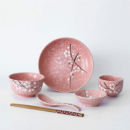 Japanese Style 6-Piece Rice Bowl and Chopsticks Set