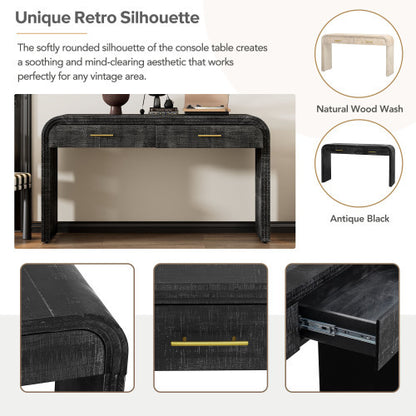 Unique Retro Silhouette Console Table, Open Style, Two Top Drawers For Entrance, Dining Room, Living Room