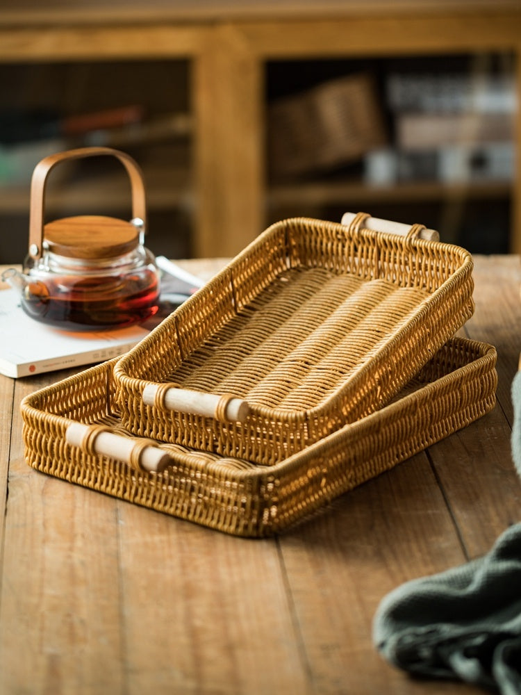 Rattan Baking Toasted Bread Rectangular Tray