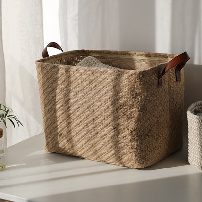 Storage Basket Jute Fabric Foldable Storage Box