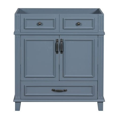 Solid Wood Vintage Bathroom Storage Cabinet Blue