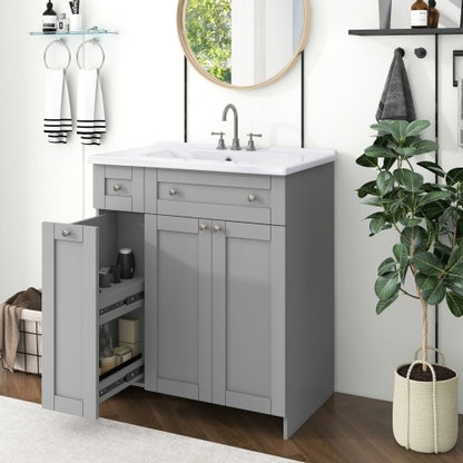 Elegant Grey Bathroom Vanity With Ceramic Sink Combo