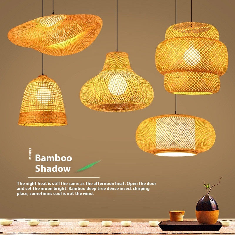 Bamboo Manual Zen Study Chandelier for Home