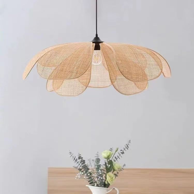 Creative Handmade Rattan Petal Chandelier Lighting Decor