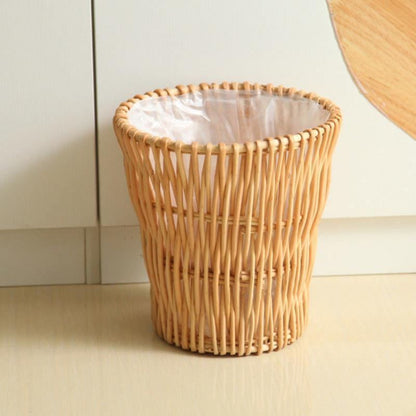 Rattan trash can