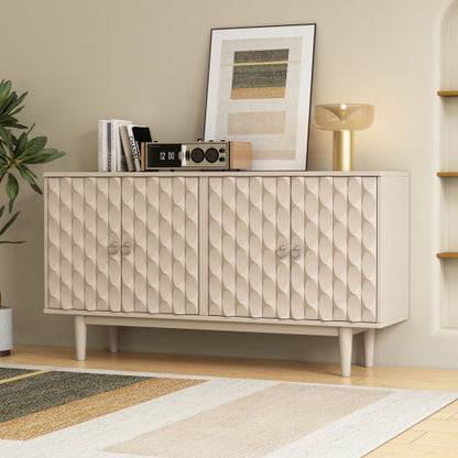 Modern 4-Door Sideboard With Convex Doors And Silver Handles