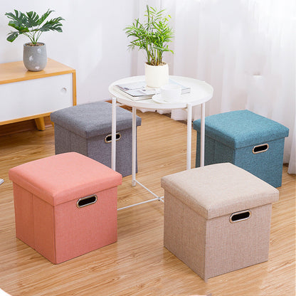 Stylish Cotton Linen Storage Stool for Organization