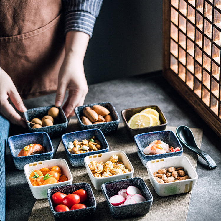 Japanese Square Ceramic Seasoning Dish Set Collection