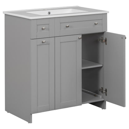 Elegant Grey Bathroom Vanity With Ceramic Sink Combo