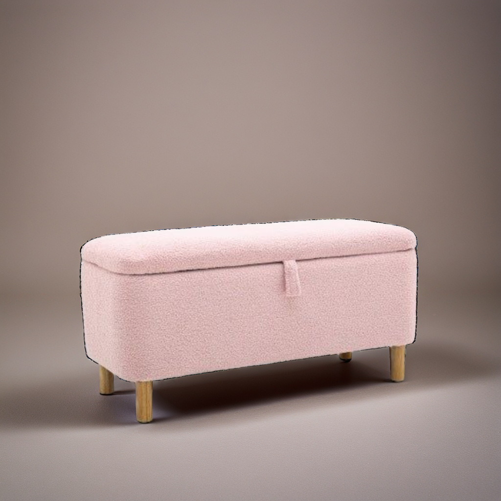 Basics Upholstered Storage Ottoman And Entryway Bench Pink