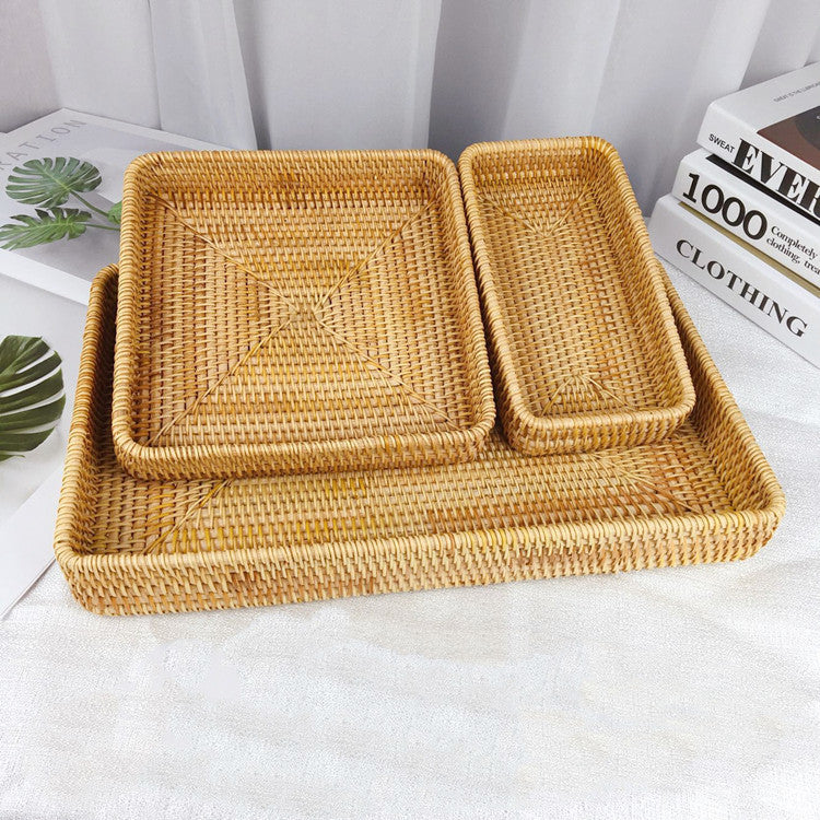 Rattan Tray Desktop Storage Woven Basket