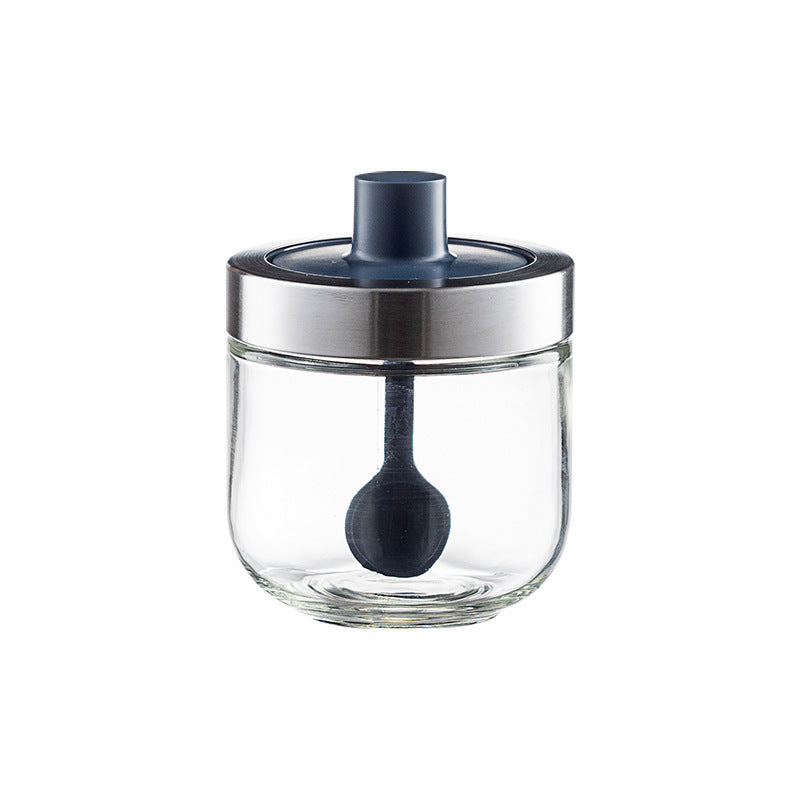 Household Kitchen Glass Spoon Cover Seasoning Jar